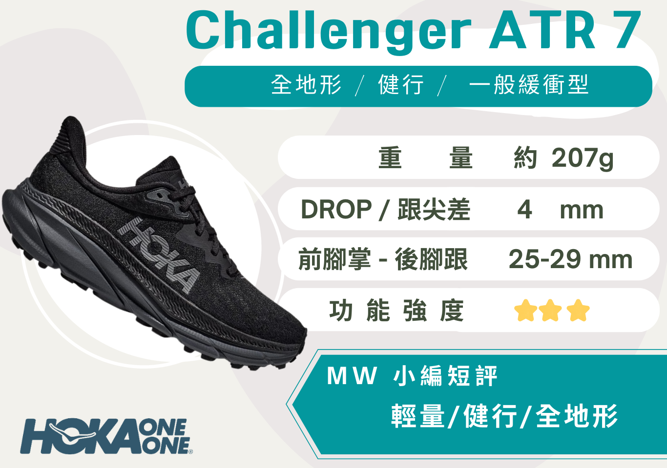 HOKA ONE ONE Challenger ATR 7 (寬楦) 黑女- 馬拉松世界