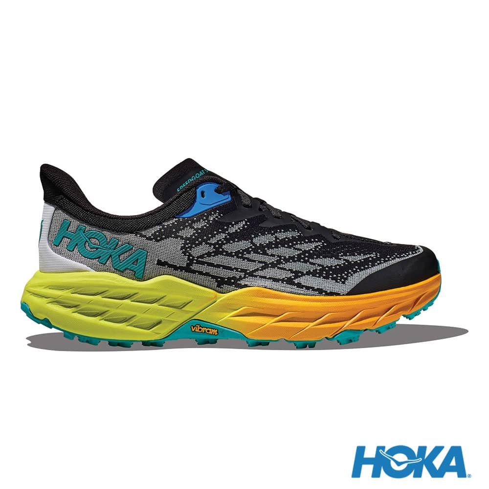 HOKA ONE ONE Speedgoat 5 黑/月見草黃男- 馬拉松世界