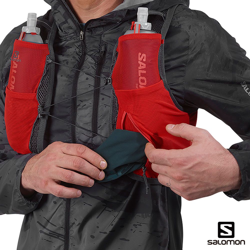 Salomon ACTIVE SKIN 8 水袋背包組火炬紅/烏木黑- 馬拉松世界