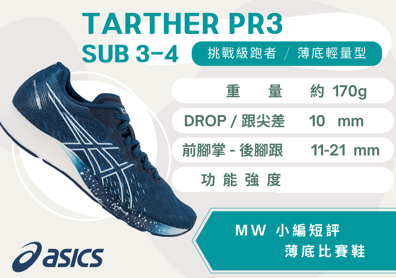 ASICS TARTHEREDGE 3 藍女- 馬拉松世界