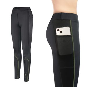 女款-口袋版 經典護膝壓力褲-軍綠線